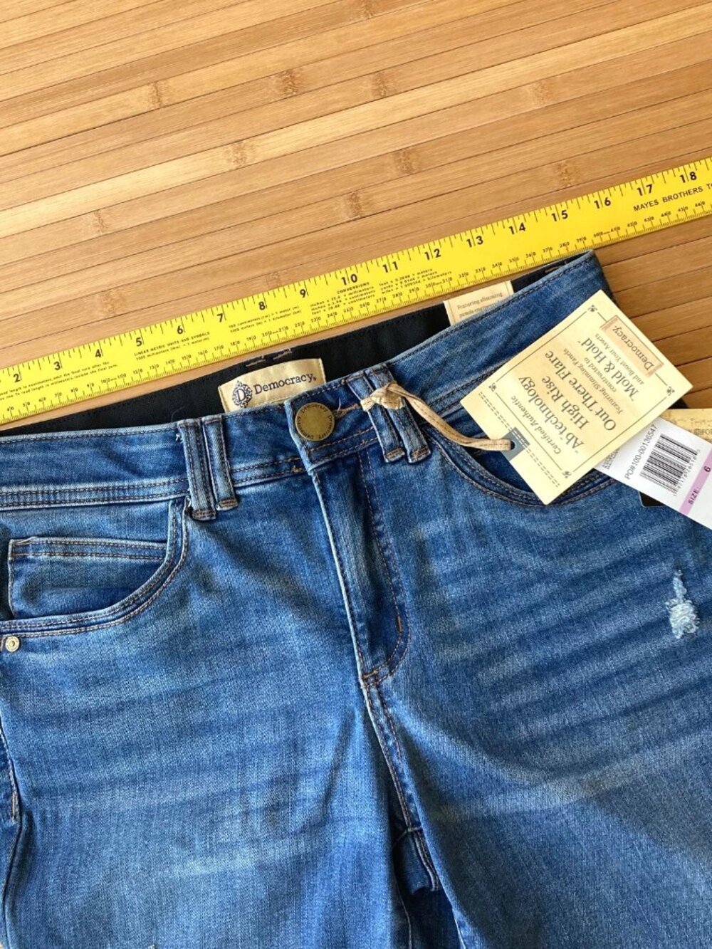 Democracy Ab Solution High Rise Out There Flare Jeans Raw Hem Womens 6 Blue NWT - Picture 6 of 11